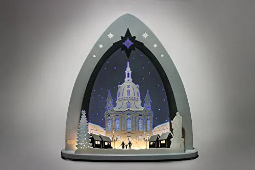 weigla LED Lichterspitze Erzgebirge - Motiv Dresdner Frauenkirche - Weihnachtlicher Zierschmuck aus Holz, mit modernem Design und gemütlicher LED-Beleuchtung für festliche Stimmung in Ihrem Zuhause.