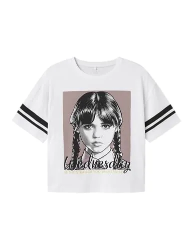 NAME IT Mädchen Nkfjixina Wed Ss RLX Top Box Noos Sky, Bright White, 134-140 EU