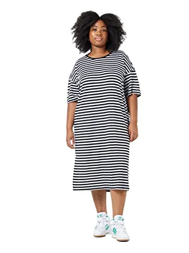 Noisy may Damen Bequemes 2/4 Arm Kleid Dünnes Midi Shirt Dress Plus Size Übergröße NMMAYDEN