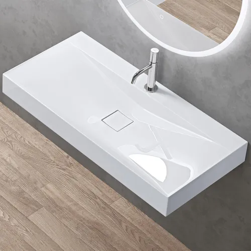 doporro Aufsatzwaschbecken Colossum810 – Matt Anthrazit, 100x48x10cm - Elegantes Aufsatzwaschbecken aus robustem Mineralguss, ideal für moderne Badezimmer. Die abnehmbare Oberfläche sorgt für einfache Reinigung und verhindert Gerüche.