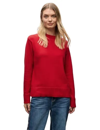 STREET ONE Rundhalspullover Damen, Gr. 42, racing rot - Stylischer Damen-Pullover von STREET ONE in racing rot. Bequemer regular fit mit warmem Strickmaterial und pflegeleichten Eigenschaften. Ideal für entspannte Outfits.