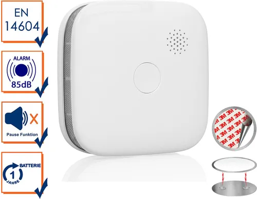 Smartwares Rauchwarnmelder mit WiFi und App - Der fotoelektrische Rauchwarnmelder mit wechselbarer Batterie und Magnethalter bietet zuverlässigen Schutz. Mit Smartphone-Benachrichtigungen und 85 dB Alarm, ideal für schnelles Handeln im Notfall.