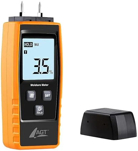 AGT Feuchtemesser: Mobiler 4in1-Feuchtigkeitsdetektor, Batterie-Betrieb, LCD-Display (Feuchte Messgerät, Wand Feuchtigkeitsmesser, Feuchtigkeit)