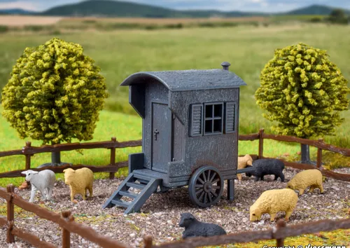 Vollmer 43742 Schäferwagen und Schafherde, Bausatz, H0 von Vollmer
