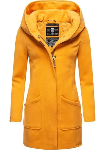 MARIKOO Damen Trenchcoat B819 - Wintermantel in Gelb - Funktionsjacken, hochwertiger Damen Wintermantel mit großer Kapuze, perfekt für kalte Tage und idealer Begleiter mit praktischem Stauraum in zwei Taschen.