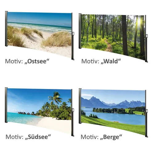 Seitenmarkise 3 x 1,6 m mit Fotodruck Berg See