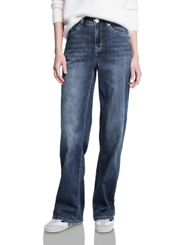 Street One Studio Wide Leg Jeans Dark Blue Clean Wash 32 - High Waist Wide Leg Jeans in Dunkelblau, ideal für lässige Outfits. Bequemer Loose Fit und vielseitig kombinierbar, perfekt für jeden Anlass.