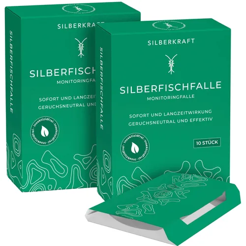 SILBERKRAFT Silberfischfallen - Effektive Silberfischabwehr - Die SILBERKRAFT Silberfischfallen bieten eine zuverlässige Lösung zur Bekämpfung von Silberfischen in deinem Zuhause. Mit einem speziellen Lockstoff wirken sie schnell und nachhaltig.