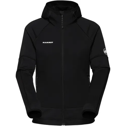 Mammut Massone ML Hooded Jacket Women Black (L) - Funktionsjacke für Kletterer - atmungsaktiv, abriebfest und mit klettergurtkompatiblen Taschen für optimale Bewegungsfreiheit. Ideal für Felsklettern und Bouldern.