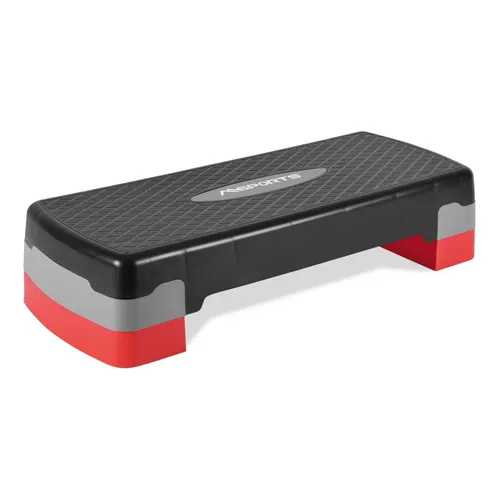 MSports® Stepper Steppbrett Home inkl. Übungsposter 2 - Fach höhenverstellbar, schwarz