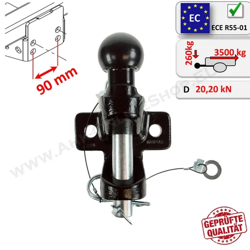 Zugmaul mit Kugelkopf für AHK für Iveco Daily V 2011-2014 Maulkupplung