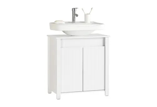 SoBuy Waschbeckenunterschrank BZR101 - Moderner Badschrank - Waschbeckenunterschrank mit 4 Füßen, ideal für platzsparende Lösungen im Bad. Einfache Selbstmontage und modernes Design in Weiß.