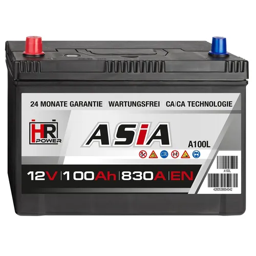 Autobatterie PKW 12V 100Ah 830A/EN ASIA Japan Pluspol Links Starterbatterie 95Ah
