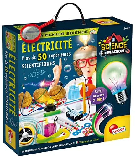 Lisciani – I'm A Genius Elektrizität – über 50 wissenschaftliche Experimente über Elektrizität – Wissenschaftliches Kit – Lernspiel für Kinder im Alter von 7, 8, 10, 12 Jahren