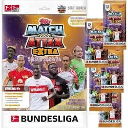 Topps Match Attax EXTRA Bundesliga 2023/24 - Starter & Booster Set - Sammelkarten für die Bundesliga mit 1 Starter und 5 Boostern, die die besten Spieler und Spezialkarten bieten. Perfekt für Fußballfans und Sammler!