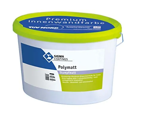SIGMA Polymatt 12,5L Weiss - Hochwertige, emissionsarme Kunststoffdispersionsfarbe für innen, lösemittel- und weichmacherfrei, ideal für gesundes Wohnen.