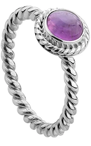 Nenalina Ring Silber 925 mit Amethyst - Eleganter Damenring - Ringe für Damen: Hochwertiger Silberring aus 925 Sterlingsilber mit 6 mm violettem Amethyst, ideal als besonderes Geschenk oder modisches Accessoire für jeden Anlass.