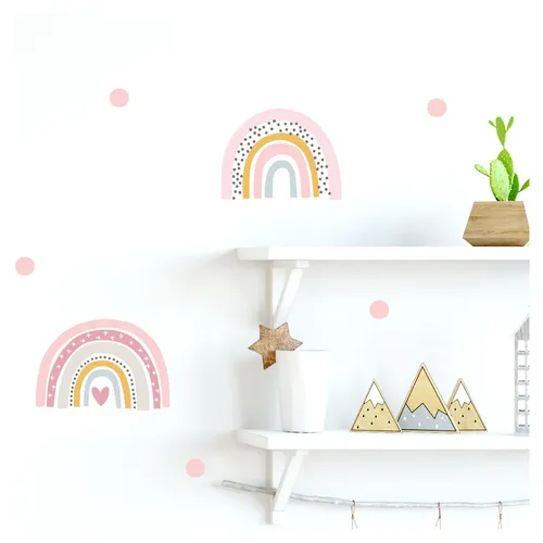 Wandtattoo Wandbilder Wandsticker Kinderzimmer Regenbogen Punkte Deko rosa DL485