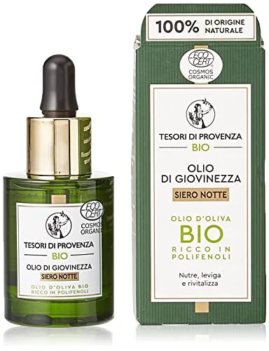 Tesori Di Provenza Anti-Aging Gesichtsserum, Jugendöl, mit biologischem Olivenöl, reich an Polyphenolen und Antioxidantien, 30 ml