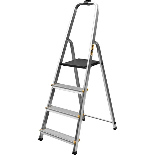 Stehleiter 4 Stufen klappbar aus Aluminium - Praktische Klappleiter mit 4 Stufen, max. Reichhöhe 2,75 m, leicht und tragbar, ideal für Haushalt und Garten.