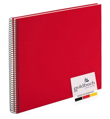 goldbuch 25 373 Spiralalbum Bella Vista, Foto Album 35 x 30 x 1,5 cm - Spirale ⌀ 2,8 cm, Fotoalbum mit 40 weißen Seiten, Erinnerungsalbum aus Leinen, Fotobuch für Fotos und Bilder zum Einkleben, Rot