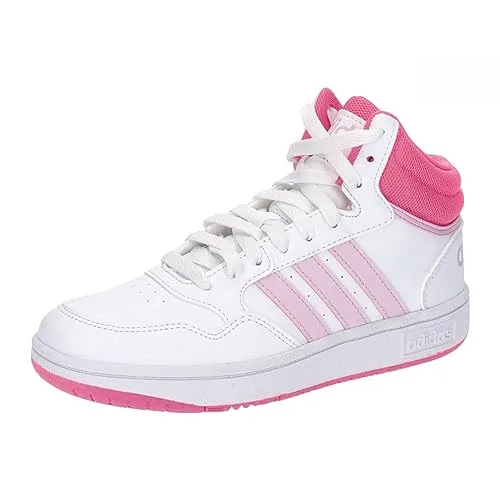 adidas Hoops 3.0 Sneakers für Kinder in Weiß/Pink, Größe 38,5 - Sneaker für Kinder von adidas, Obermaterial aus Kunstleder, rutschhemmende Laufsohle und gepolsterter Schaftrand für hohen Tragekomfort.