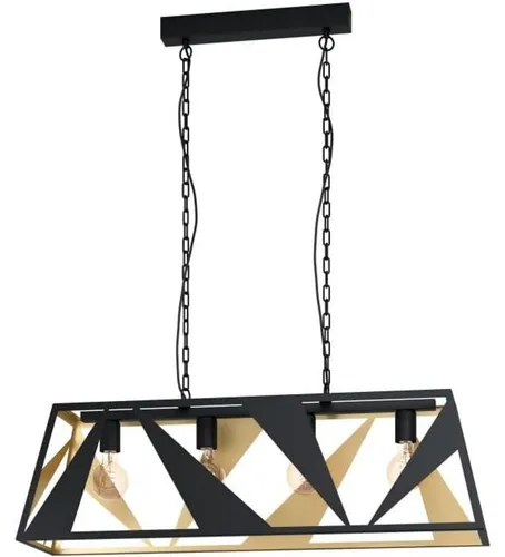 EGLO TABLONCITO Pendelleuchte im Industrie-Stil schwarz-gold E27 - Die stilvolle TABLONCITO Pendelleuchte aus Metall vereint modernes Design mit faszinierenden Lichteffekten. Ideal für Esszimmer, Wohnzimmer oder Küche, bietet sie vielseitige Einsatzmöglichkeiten.