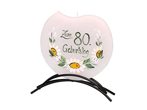 Dekohelden24 Hochwertige Flachkerze zum 80. Geburtstag von Dekohelden24