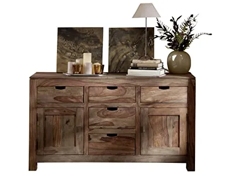 MASSIVMOEBEL24 Nature Grey Sideboard #80 aus Sheeshamholz - Buffet mit edlem Design und einzigartiger Oberfläche, jedes Stück ein Unikat. Bietet viel Stauraum und hohe Qualität für Ihr Zuhause.