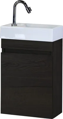 Sanox Badmöbel-Set Maxim BxHxT 40 x 65 x 22 cm Frontfarbe black oak mit Waschtisch Keramik weiß 81733749