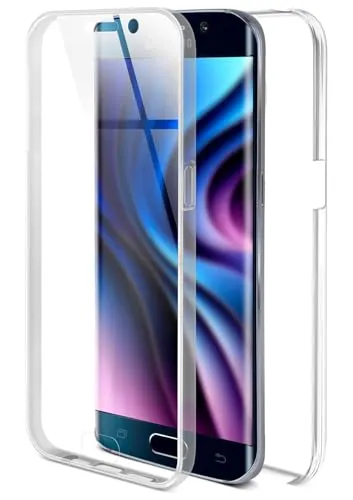 ONEFLOW Touch Case für Samsung Galaxy S6 Edge Hülle 360 Grad Komplett Schutz beidseitig, Handyhülle mit Displayschutz, TPU Schutzhülle durchsichtig vorne und hinten stoßfest, Klar