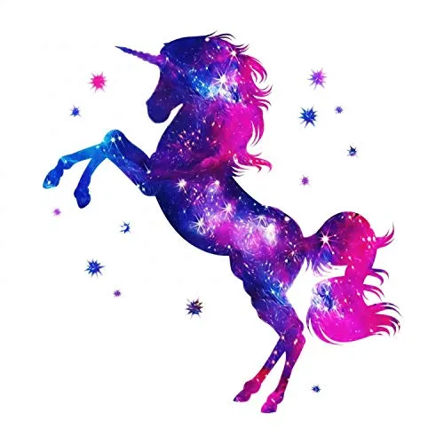 Wandtattoo Einhorn pink lila Sterne Größe 1250 x 1250 mm 163