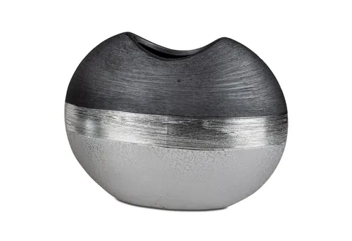 formano Tischvase Dekovase oval in grau-silber 26 x 21 cm in silber von formano