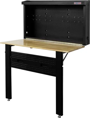 Holzmann Werkbank klappbar WB120FOLD - Praktische klappbare Werkbank für flexibles Arbeiten, ideal für Hobbyhandwerker und Profis, platzsparend und einfach zu transportieren.