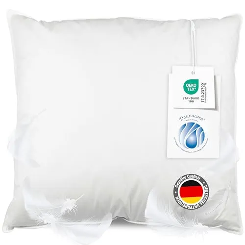 ZOLLNER Kopfkissen 100% Federn - Allergikerfreundlich, 80x80 cm - Hotelqualität - Kissen aus 100% Federn für ein gesundes Schlafklima. Waschbar bis 60°C, ideal für Allergiker. Hochwertiger Baumwollbezug bietet Komfort und schützt vor Federkielen.