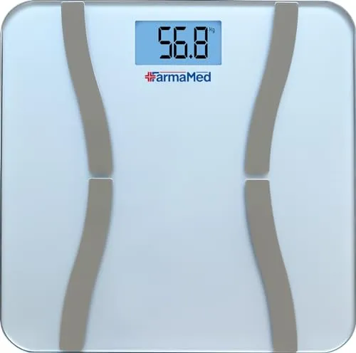 FARMAMED Digitale Personenwaage Smart Bluetooth, iOS und Android, Messung der Körperkomposition, Impedanz-Technologie BIA, Gewicht, Körperfett, Protein und BMI