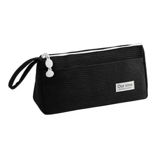 vaolmlop Federmäppchen,Große Kapazität Beuteltasche 2 Fächer,Stifthalter Durable Schreibwaren Organizer,Erwachsene Büro Geschenk,Für Mädchen Männer Teenager(schwarz)
