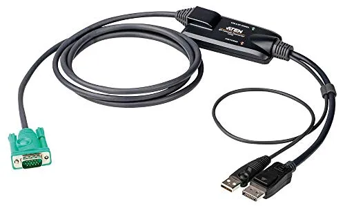 ATEN CV190 KVM Kabel 1.8m - DisplayPort Kabel und Adapter - Hochwertiges 15-poliges KVM Kabel mit Daumenschrauben für eine stabile Verbindung und einfache Handhabung.