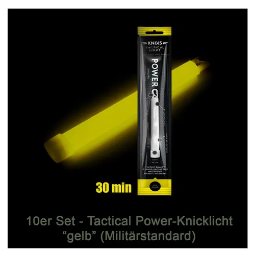 10er Set - Power-Knicklicht Tactical Light im Militär-Standard - gelb, 30 min