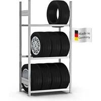 PROREGAL Reifenregal Stecksystem T-Profil 200x100x40 cm - Optimale Lagerung für Reifen und Felgen: Das PROREGAL Reifenregal überzeugt mit 3 stabilen Ebenen und einer Fachlast von 150 kg. Ideal für Werkstatt und Lager, um Reifen sicher und platzsparend aufzubewahren.