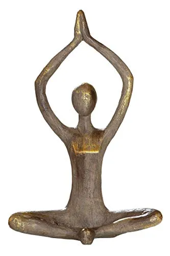 GILDE Figur Yoga-Frau braun/goldfarben, Hände nach Oben L= 12,0 cm B= 24,0 cm H= 37,0 cm 36795