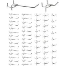 60 Lochwandhaken 5cm & 10cm - Edelstahl Stecktafel Haken - Hochwertige Lochwandhaken aus Edelstahl, ideal für Werkstätten, Garagen und Küchen. Stabil und langlebig mit dreiarmigem Design. 60 Stück in zwei Größen für vielseitige Anwendungen.