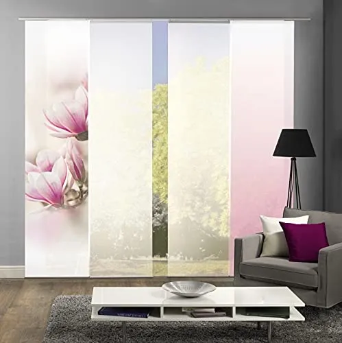 wohnfuehlidee 4er-Set Schiebevorhang, 94285-723, Jolina, Höhe 245 cm, Design Magnolie
