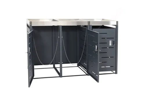 PROREGAL® Mülltonnenbox 3er-Mülltonnenverkleidung 110x175x62cm 80-240L Pflanzkasten Edelstahl