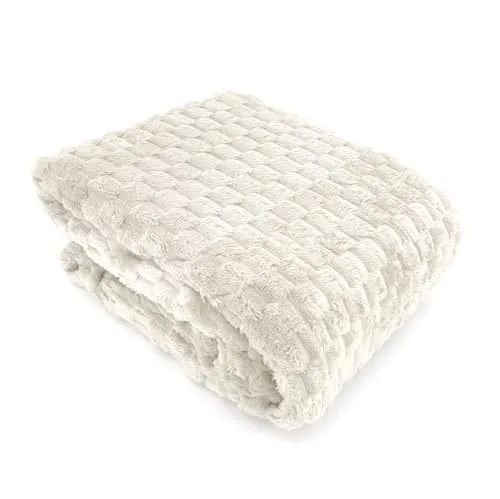 heimtexland ® super Flauschige Flanell Kuscheldecke XL 150x200 Wohndecke Oeko-tex Sofadecke Typ905 Creme