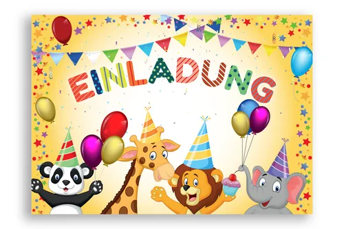 Zootiere Einladung, 12 Tiere Einladungskarten Kindergeburtstag Junge Mädchen