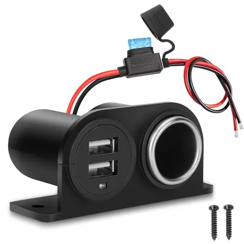 GIBBAB 12V Zigarettenanzünder Steckdose, USB-C & QC3.0, 15A-Sicherung | Schnellladen für Handy & Tablet – 4,2 A Ausgang, 21 W, Buchse für Pumpe und Kühlbox, ideal für Kfz, Camper und Boot