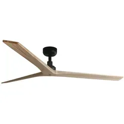 Faro KLIM Großer DC-Deckenventilator Schwarz mit Eichenholz - Eleganter Ø 150 Deckenventilator für große Räume bis 45 m², mit 6 Geschwindigkeiten für individuelle Klimatisierung