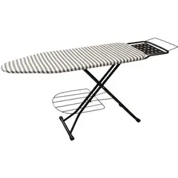 Relaxdays Bügelbrett für Dampfbügeleisen, höhenverstellbar und klappbar, 110x33 cm - Praktisches Bügelbrett mit stabiler Metallkonstruktion und hitzebeständigem Bezug. Ideal für rückenschonendes Bügeln von Kleidung. Mit integrierter Ablage und Kleidergitter für mehr Komfort.