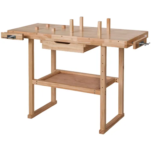 Tectake Werkbank mit Schublade und Schraubstock - Robuste Holzwerkbank mit praktischer Schublade und Schraubstock, ideal für Hobbyhandwerker und Profis. Maße: 117 x 47,5 x 83 cm.